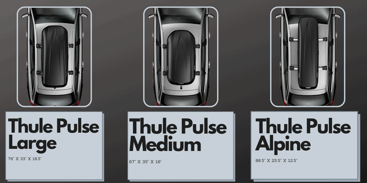 three options of thule pulse series: large, medium, alpine