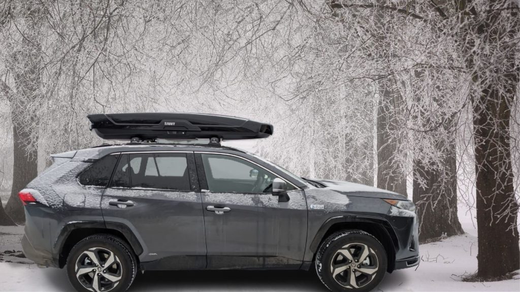I drive my Toyota RAV 4 to the woods in winter with my thule Motion XT CARGO BOX
