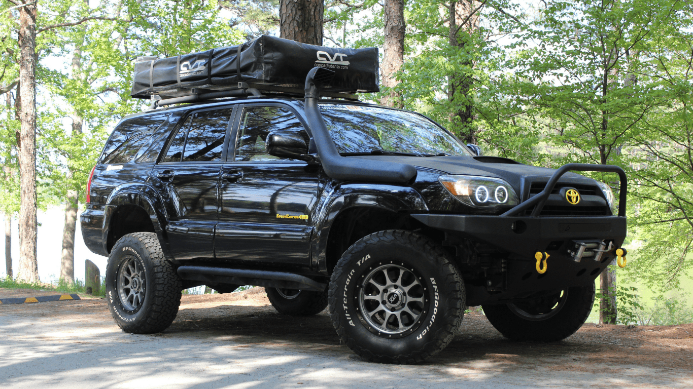 roof box on SUV in summer time for camping and other outdoor trips