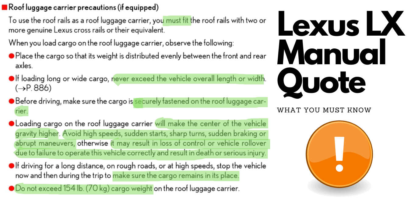 Lexus LX manual quote for people who want to use cargo carriers on their SUV