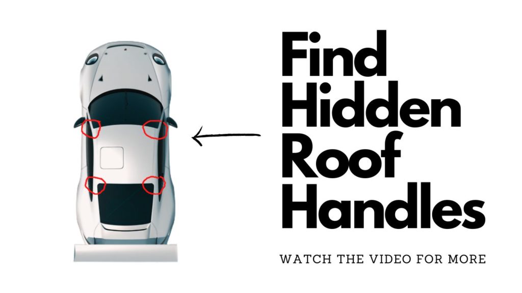 where to find hidden roof handles on the roof of Porsche 911 and lock cargo boxes on it.