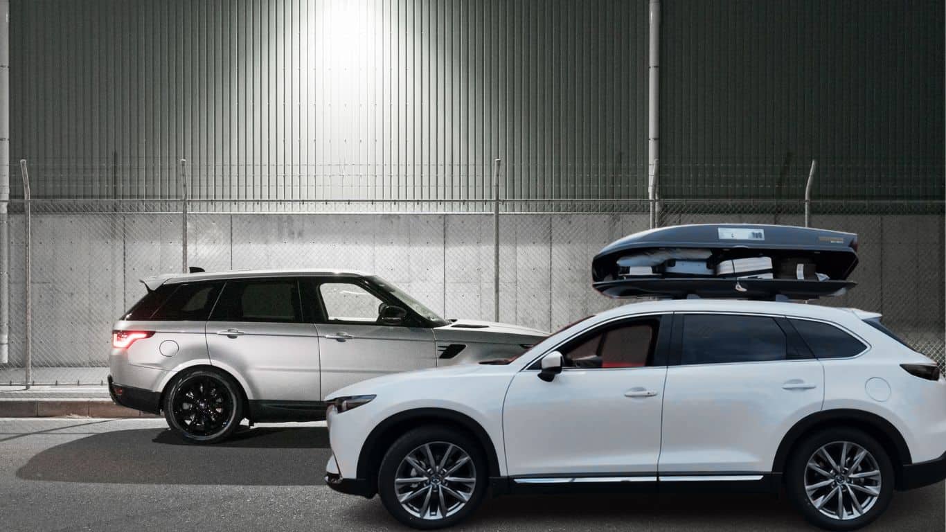 Yakima roof box in use on top of Mazda cx 9