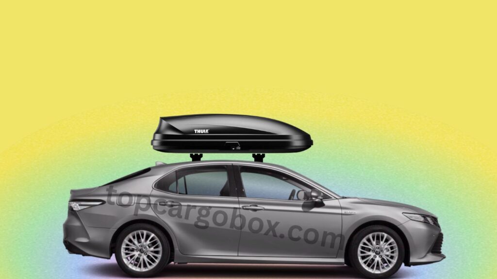 Thule Pulse Cargo box on top of the Toyota Camry