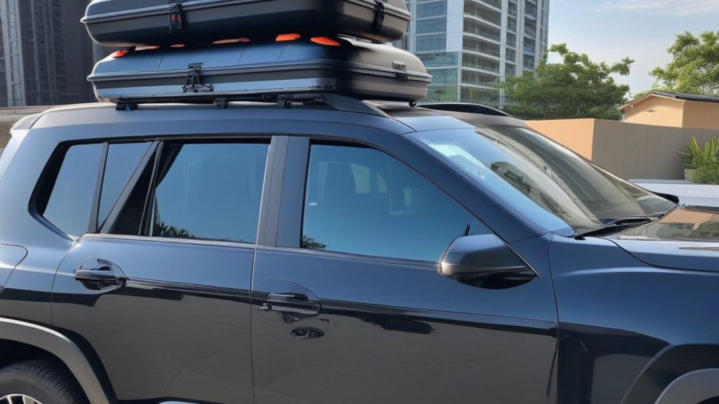 load luggage on the car roof with a roof-mounted cargo box