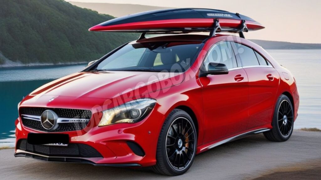 having a kayak carrier on red Mercedes Benz CLA