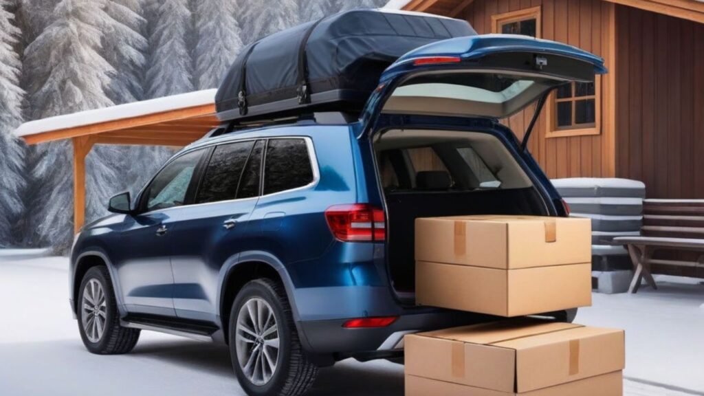 You can safely utilize a rooftop cargo box in winter for loading luggage or gear on road trips