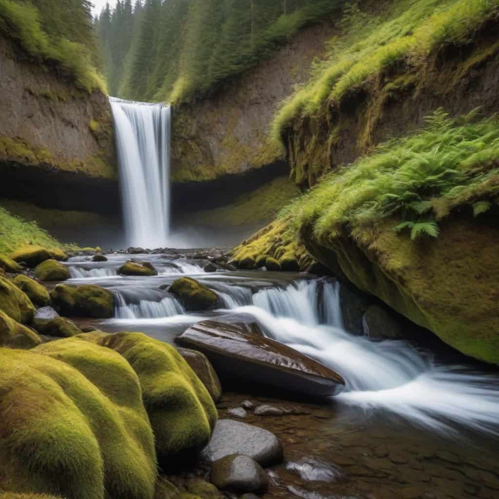 find the hidden waterfall spots on a road trip Northwest