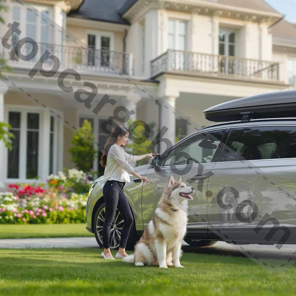 "Dangerous DIY dog roof box modifications with temperature warnings and legal risks of transporting pets in cargo carriers."