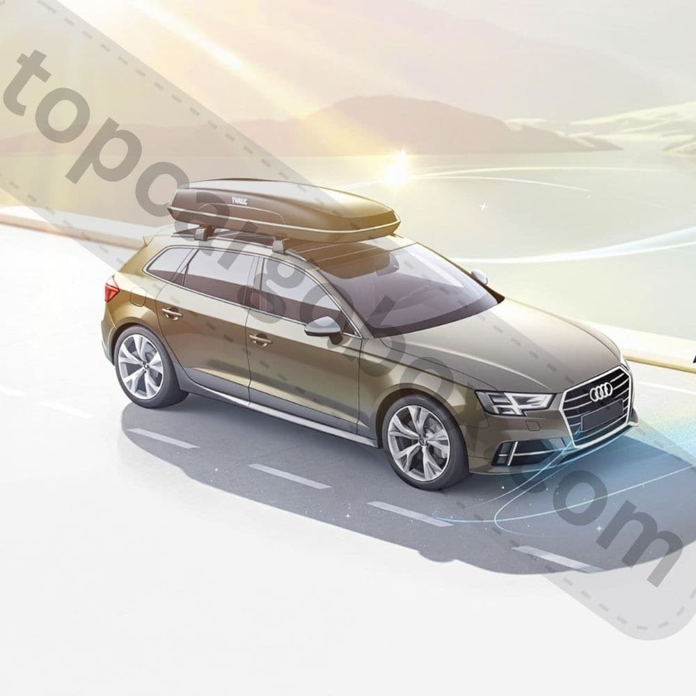 "Wind tunnel tested roof box placement strategies demonstrating how rear positioning reduces drag compared to front mounting on vehicles."