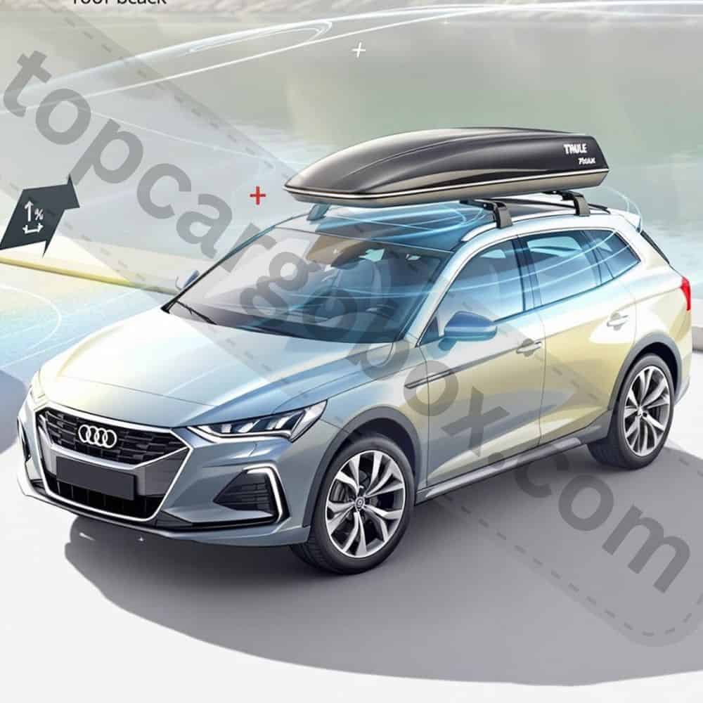 "Aerodynamic impact comparison of front vs rear roof box installation with MPG-saving tips for proper weight distribution and alignment."