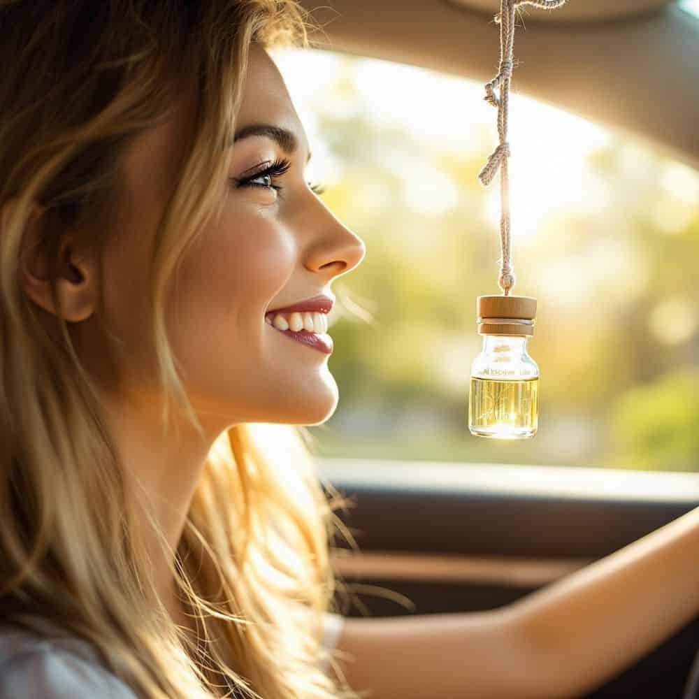 "Visual chart comparing car air freshener specs including target audience, eco-friendliness, installation methods, and pros/cons of each model."