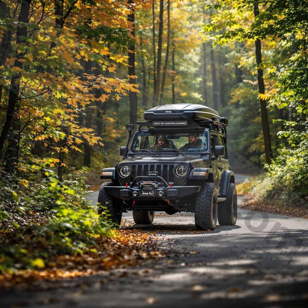 Activated charcoal bags and UV-resistant storage bins keep hunting clothes odor-free inside a vehicle’s roof box.