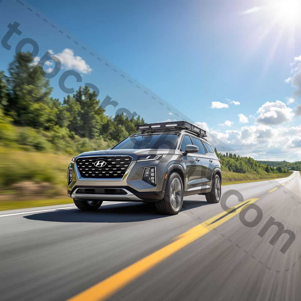 A sleek Hyundai Palisade SUV parked on a city street, showcasing its modern three-row design and premium tech features that make it a family favorite.