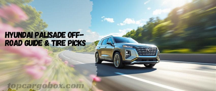 "A Hyundai Palisade cruises confidently on rugged terrain with Michelin Defender tires, built to last over 70,000 miles."