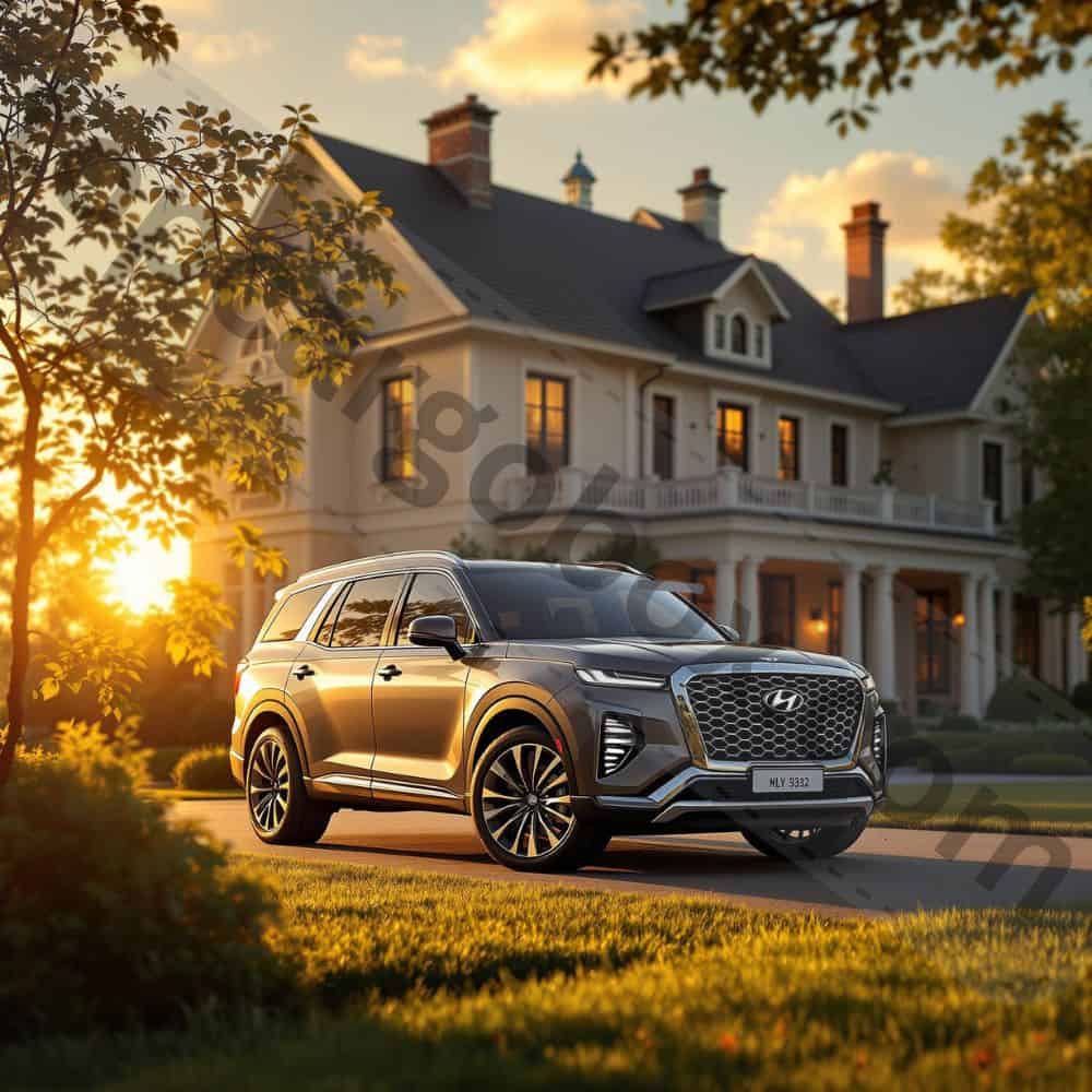 "A sleek Hyundai Palisade Executive Demo model parked at a dealership, showcasing its spacious interior and premium features at a discounted price."