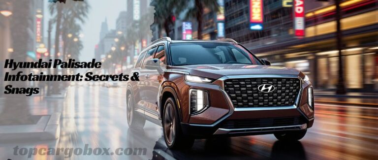 Illustration of a driver using voice commands in a Hyundai Palisade, showcasing infotainment shortcuts like climate control and playlist access.
