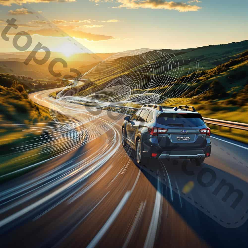 "Side-by-side comparison of a Subaru Outback with and without a roof rack, showing the aerodynamic impact on fuel economy."