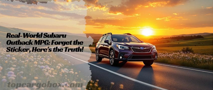 "Dashboard display of a Subaru Outback showing real-time MPG readout during a mixed city and highway drive."