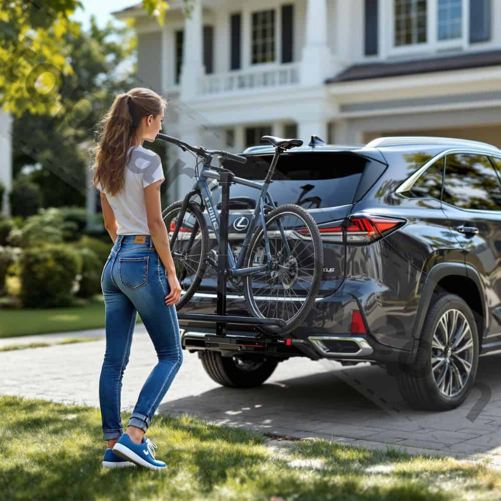 A heavy-duty chain lock wrapped around a bike frame and rack for maximum security.
