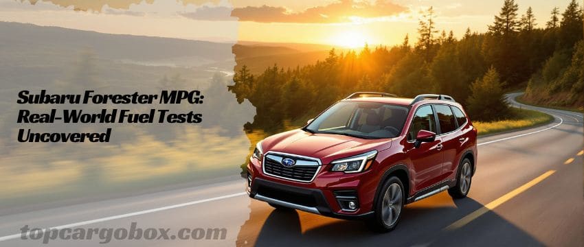 "A Subaru Forester with a roof cargo box, demonstrating how added accessories impact gas mileage."