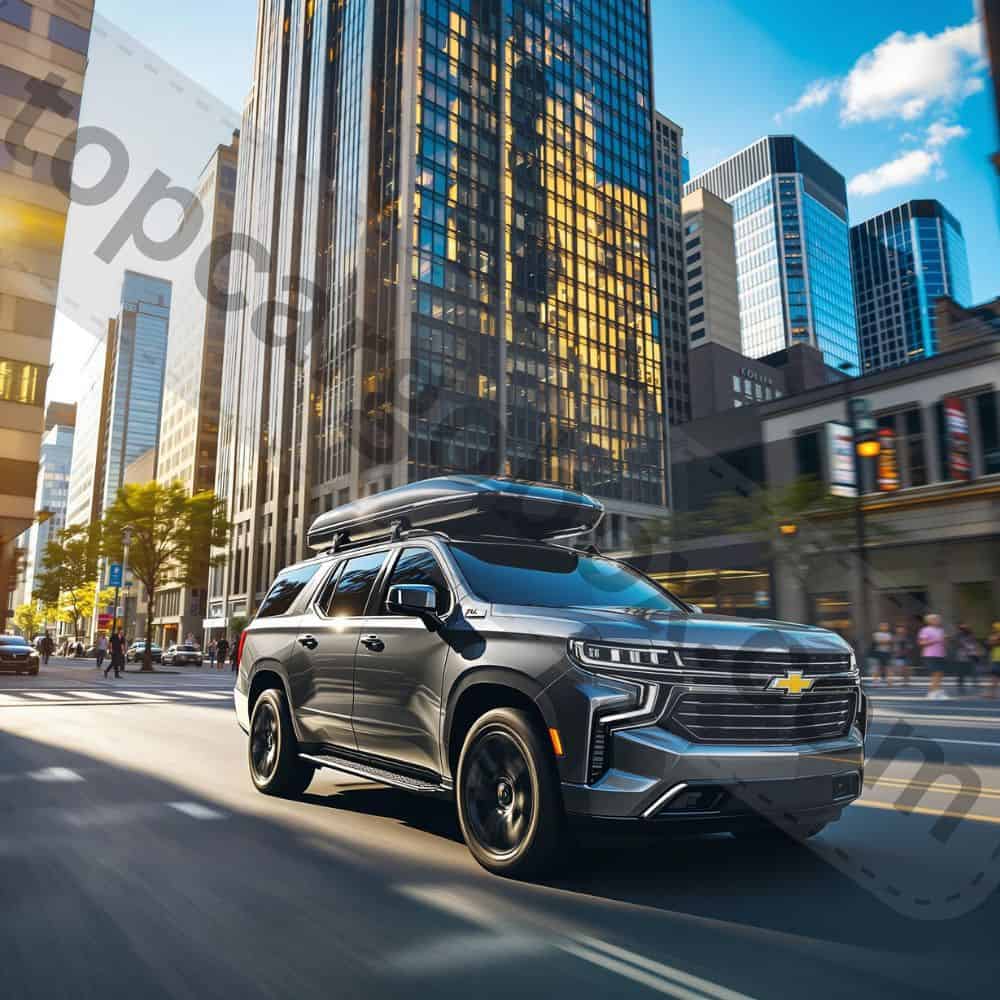 "Yakima CBX XXL mounted on an SUV, showcasing massive 21.5 cu ft storage for camping and ski trips."