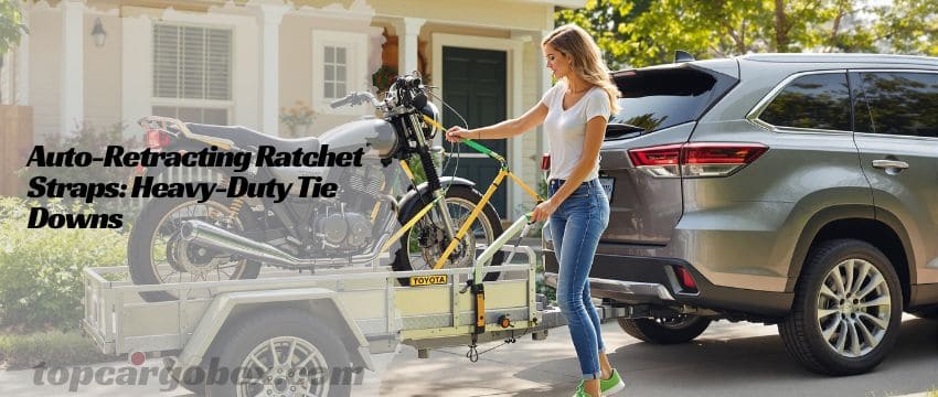 "Side-by-side comparison showing the difference between 1-inch and 2-inch webbing on retractable ratchet straps for cargo security."