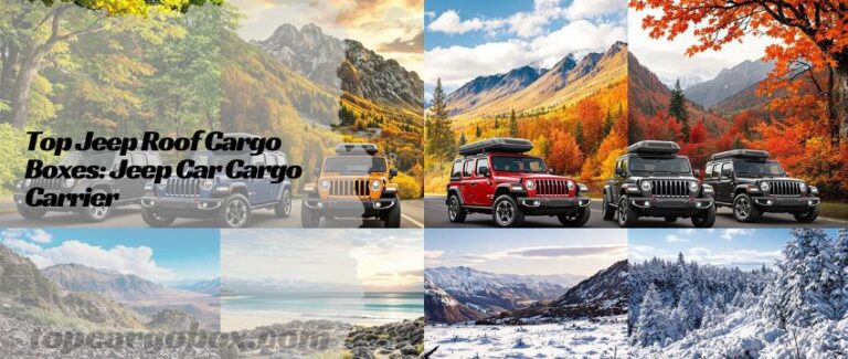 Jeep Grand Wagoneer with a massive Yakima CBX XXL roof box, ideal for family vacations and carrying bulky sports gear.