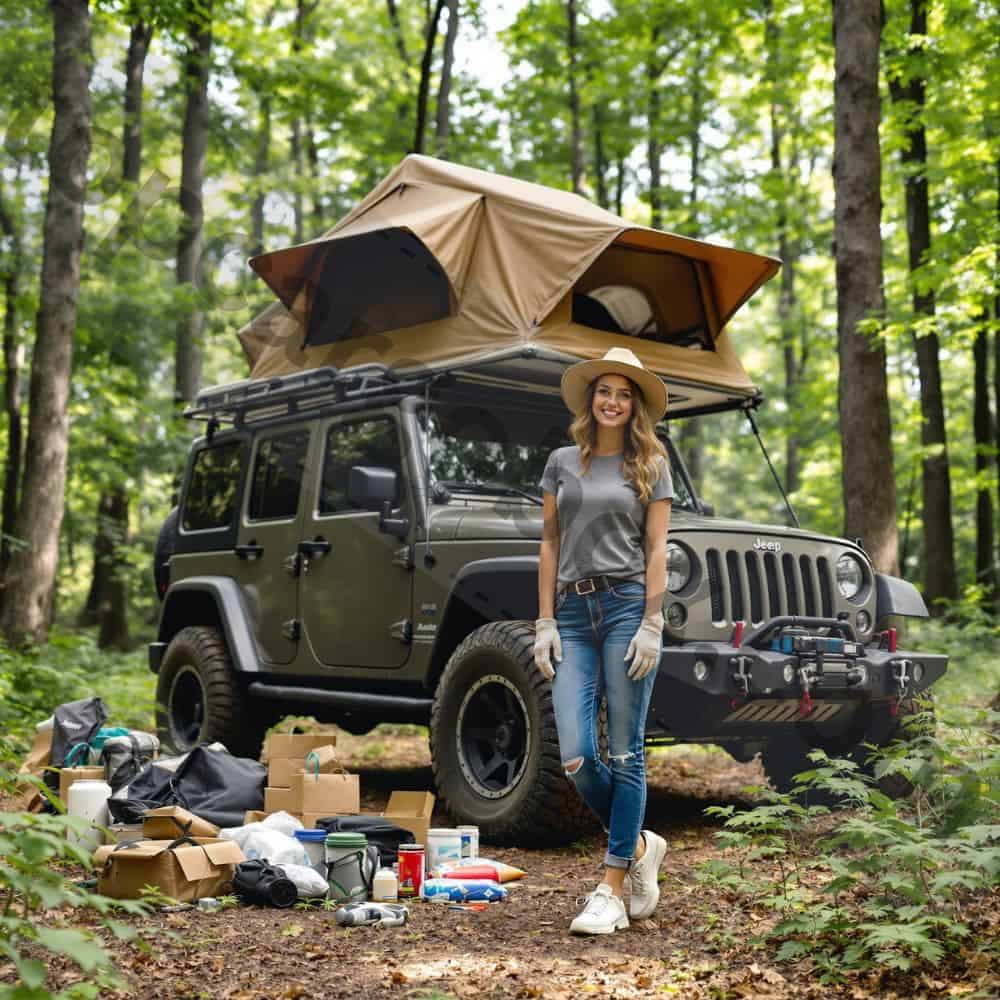 Spacious interior of the WildFinder tent with its Z-shaped structure, providing double the room of standard rooftop tents for comfortable movement.