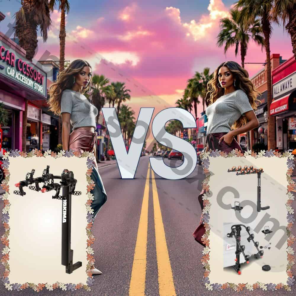 "Close-up view showing the rack's folding arms extended with padded cradles supporting bicycle frames without contact"