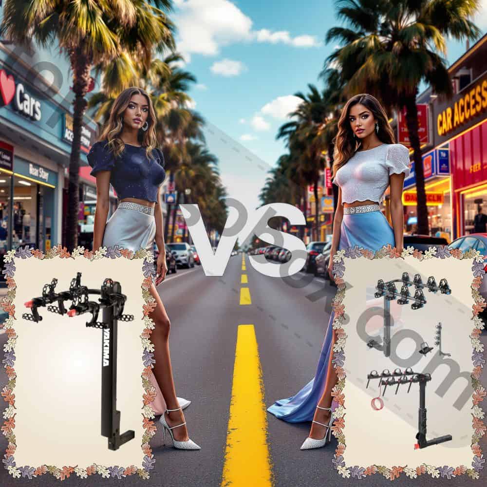 "Demonstration of the tilting mechanism allowing the rack to pivot downward for trunk access while bikes remain attached"