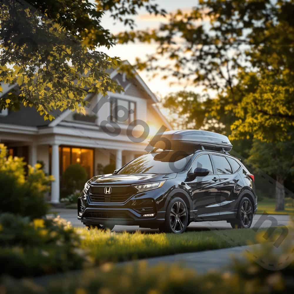 A car without roof rails securely fitted with an aftermarket roof rack system and cargo box, showcasing how to expand storage space.