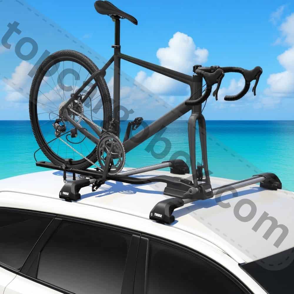 Carbon road bike fork locked into FastRide's tray, highlighting zero frame contact for premium bike protection.