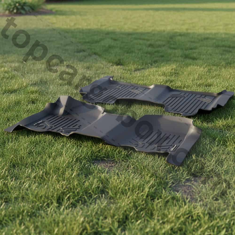 An overhead shot of a full set of SMARTLINER liners perfectly installed in both the front and rear of a Silverado's interior.