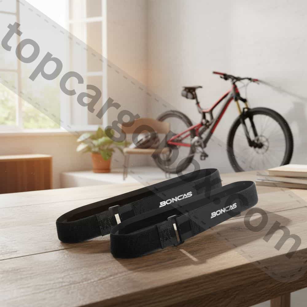 Side-profile shot of a Toyota RAV4 on the highway with two bikes securely mounted on a hitch-style rack, with the rear trunk fully accessible.