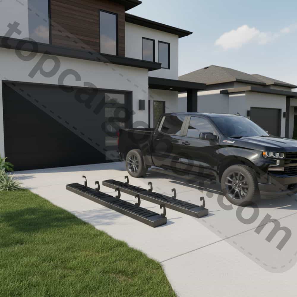 A shot from underneath the truck, highlighting how the running board brackets align perfectly with the factory mounting holes.