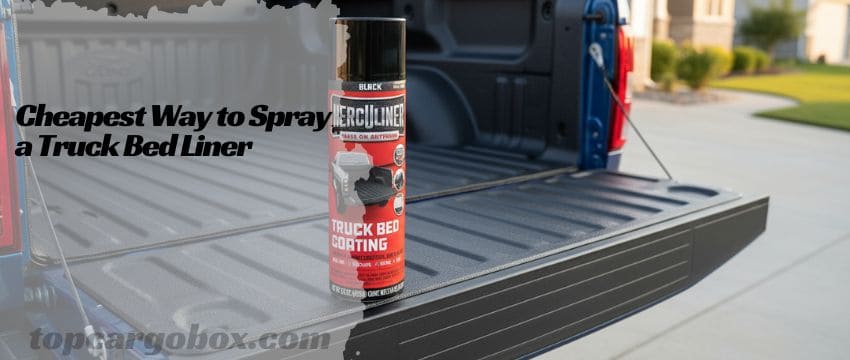 The deeply textured, matte-black finish of a freshly applied DIY spray-on bed liner, showcasing its rugged, non-slip surface in a small truck bed.
