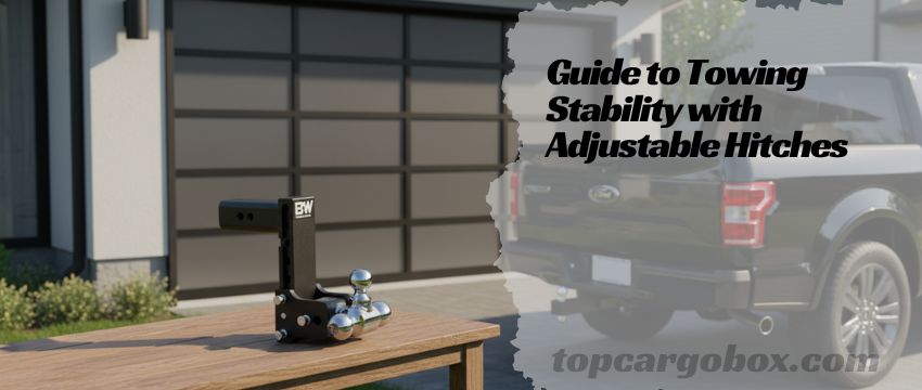 A detailed shot of a person's hand pulling the stainless steel adjustment pins on a B&W Tow & Stow hitch to change its height setting, demonstrating the easy customization process.