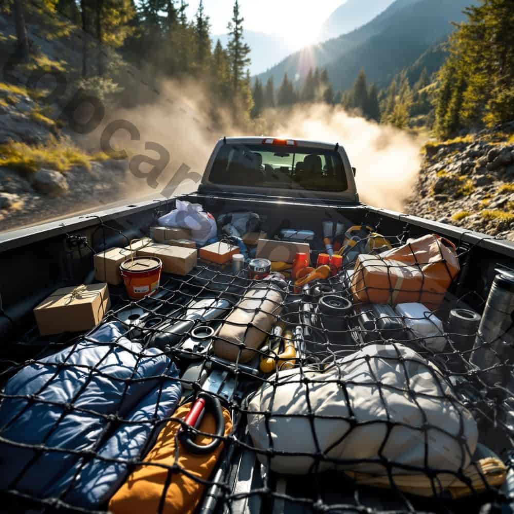An infographic showing the physics of a truck bed, with arrows indicating forces during acceleration, braking, and cornering.