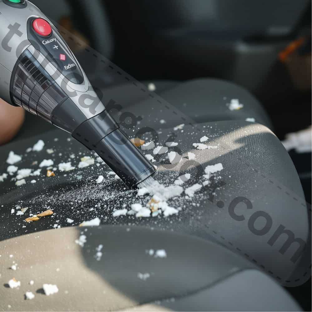 The cordless vacuum comfortably held in one hand, demonstrating its lightweight 1.4-pound design for easy portability.
