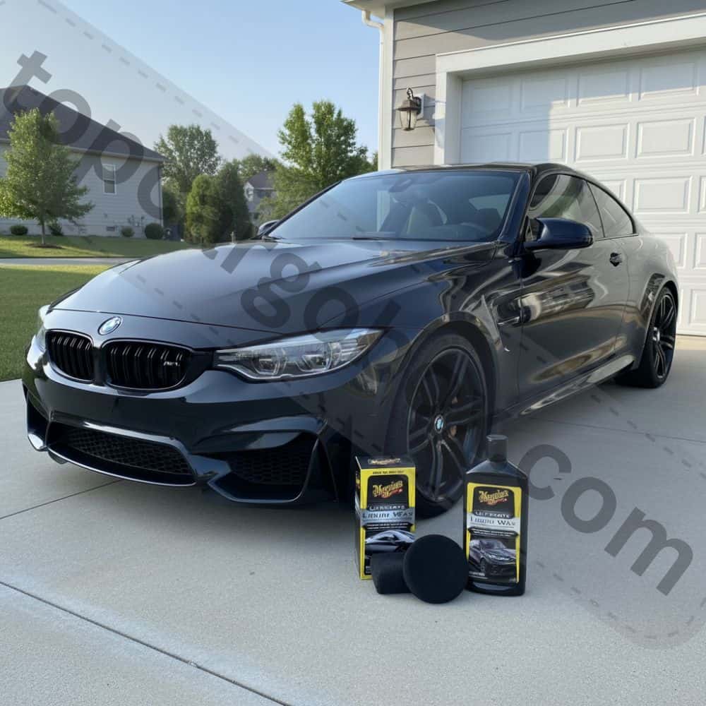 A detailed comparison table lists four popular car wax brands: Turtle Wax Hybrid Solutions, Chemical Guys Butter Wet Wax, and two from Meguiar's.
